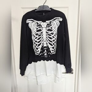 Shein skeleton rib cage long sleeve top NWOT